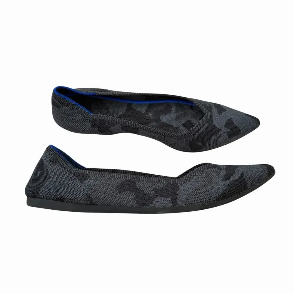 Rothy’s Pointed Toe Knit Ballet Flats Size 9 Gray Camo